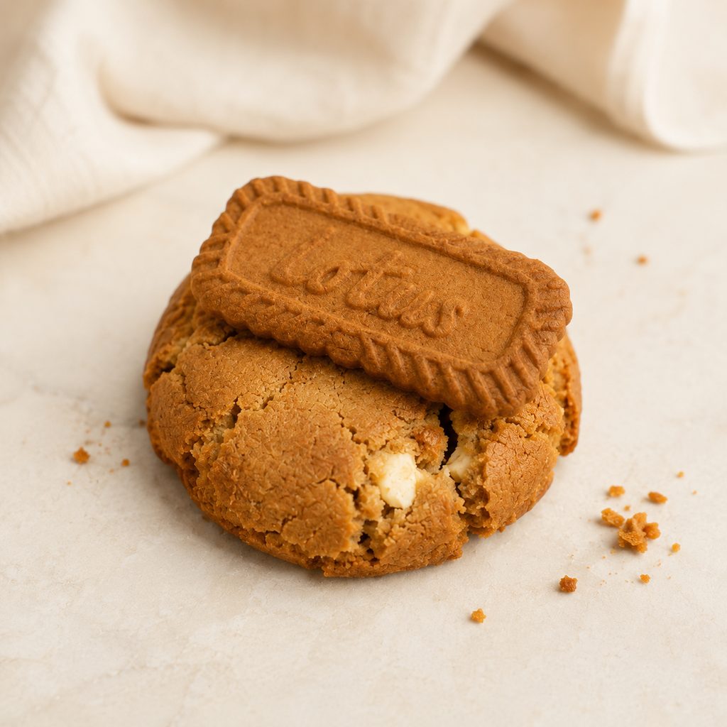 Nog 'n Koekie Biscoff Bliss handmade gourmet cookie with Biscoff swirl — Mossel Bay